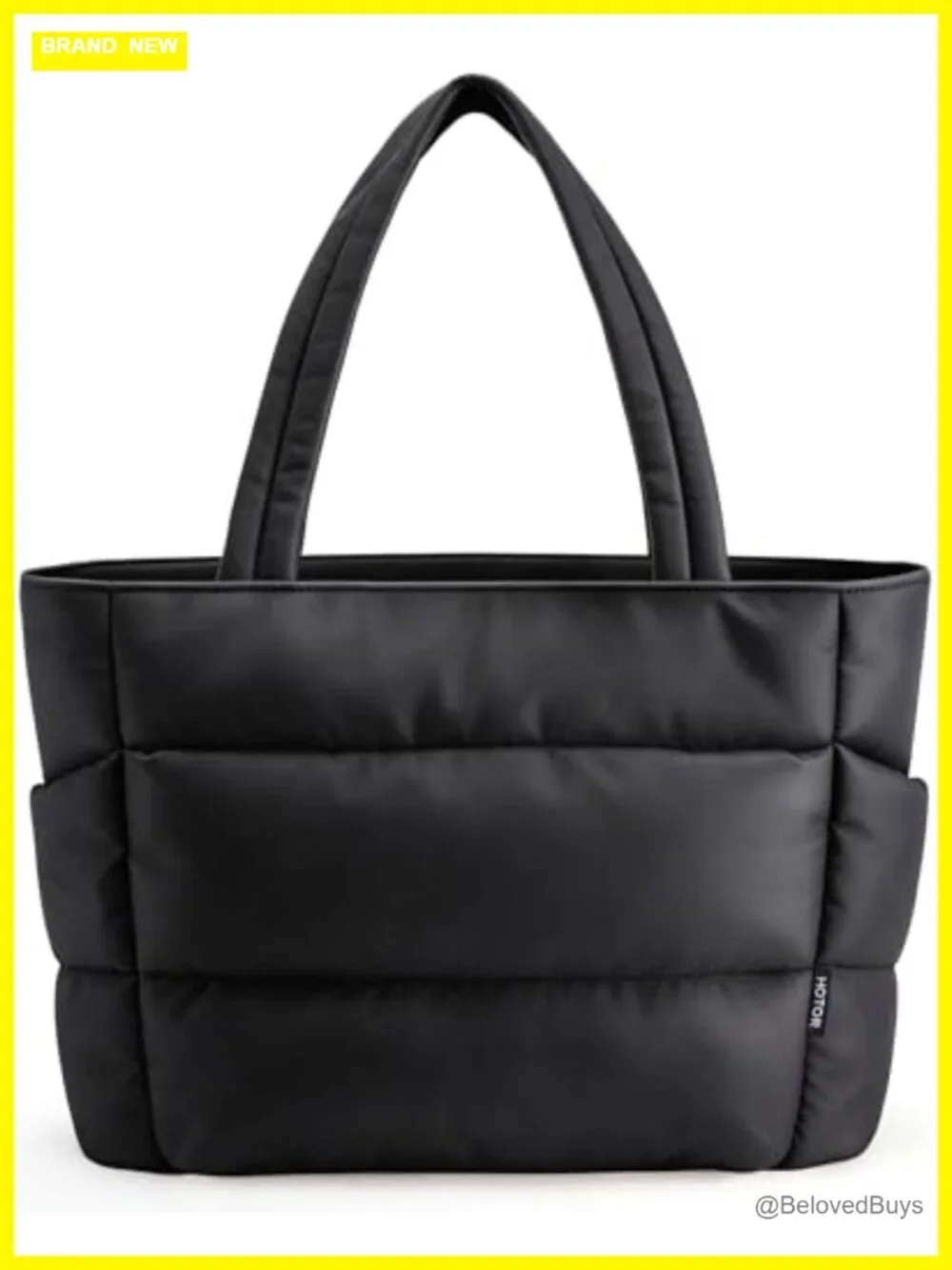 Multi-Pocket Quilted Puffer Tote Bag for Work, Travel & Gym, Fits 15.6